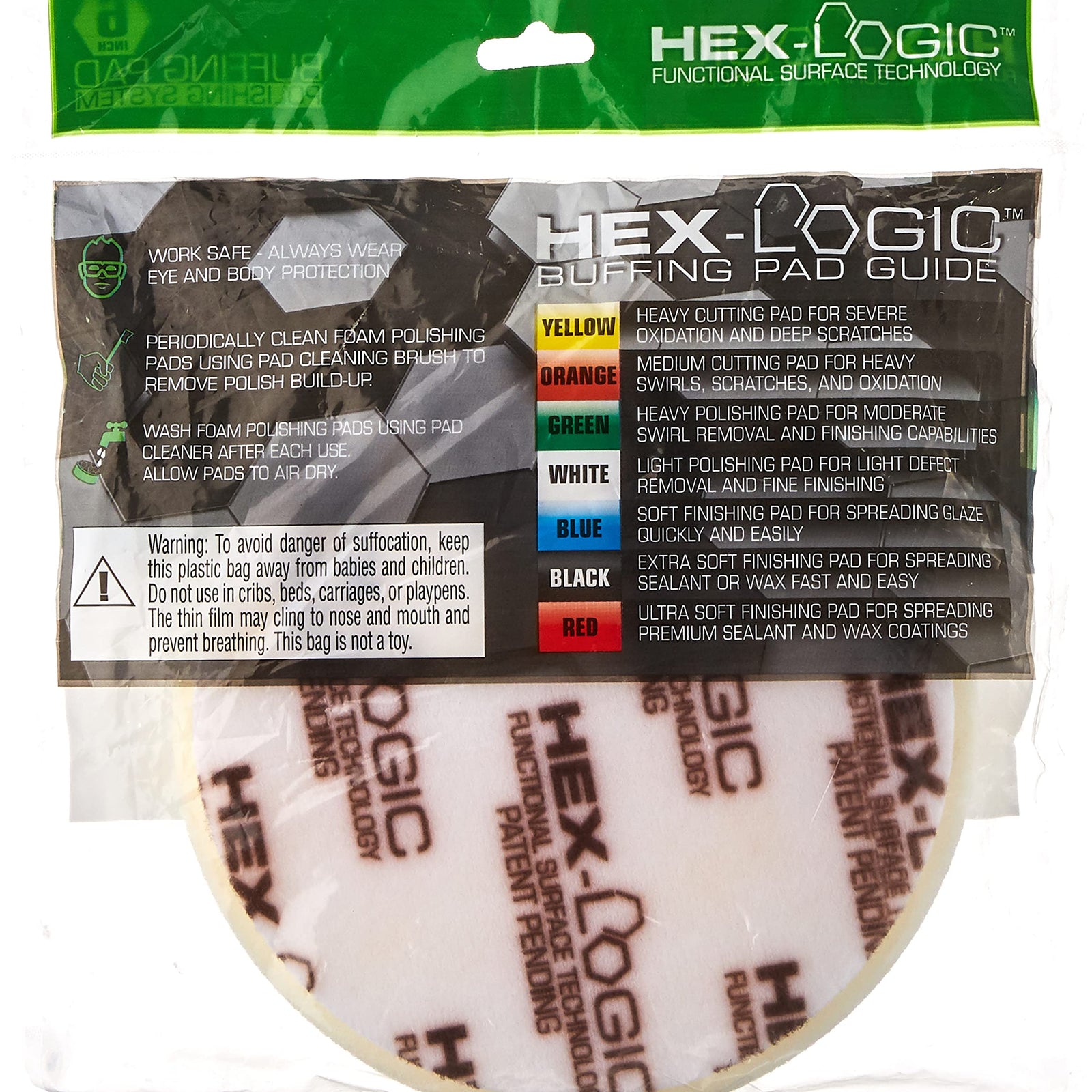 Chemical Guys BUFX_106HEX5 BUFX_106_HEX5 Hex-Logic Finishing Pad, Black (5.5 Inch Pad Made for 5 Inch Backing Plates), 1 Pad Included