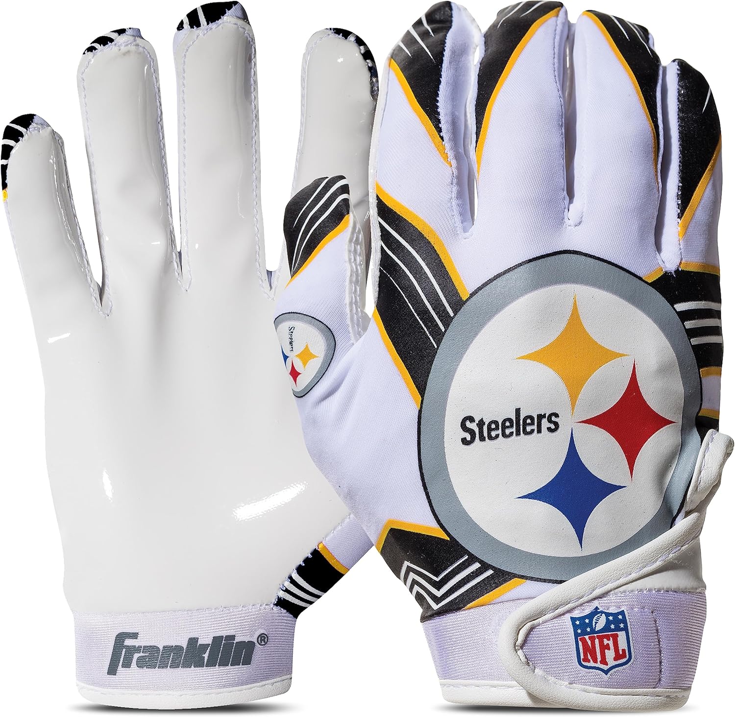 Franklin Sports Youth NFL Football Receiver Gloves - Kids Football Gloves Pair - NFL Team Logos and Silicone Palm