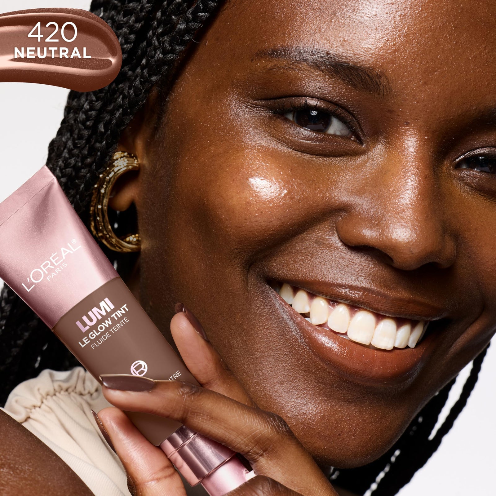 L'Oreal Paris Lumi Le Glow Skin Tint, Lightweight Water-Based Tinted Serum with Foundation-Like Coverage, Glow Illuminator, Warm 220, 0.85 Fl Oz