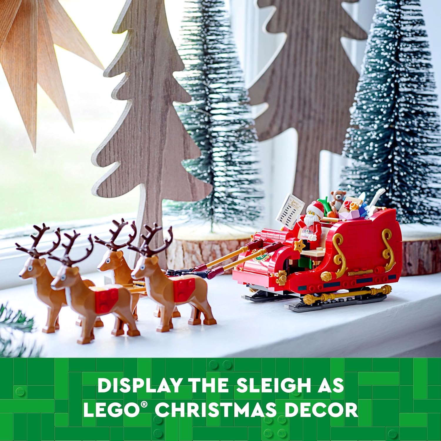 LEGO Santa's Sleigh - Building Toys for Kids, Boys & Girls, Ages 9+ - Indoor Christmas Decorations for Home W/Santa Claus Figurine & Reindeer - Gifts for Boys & Girls - 40499