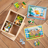 Melissa & Doug 4‑in‑1 Wooden Construction Vehicles Jigsaw Puzzle Set, 48 Pieces with Storage Box, Toddler Puzzle Toy for Kids Ages 3+ - FSC Certified
