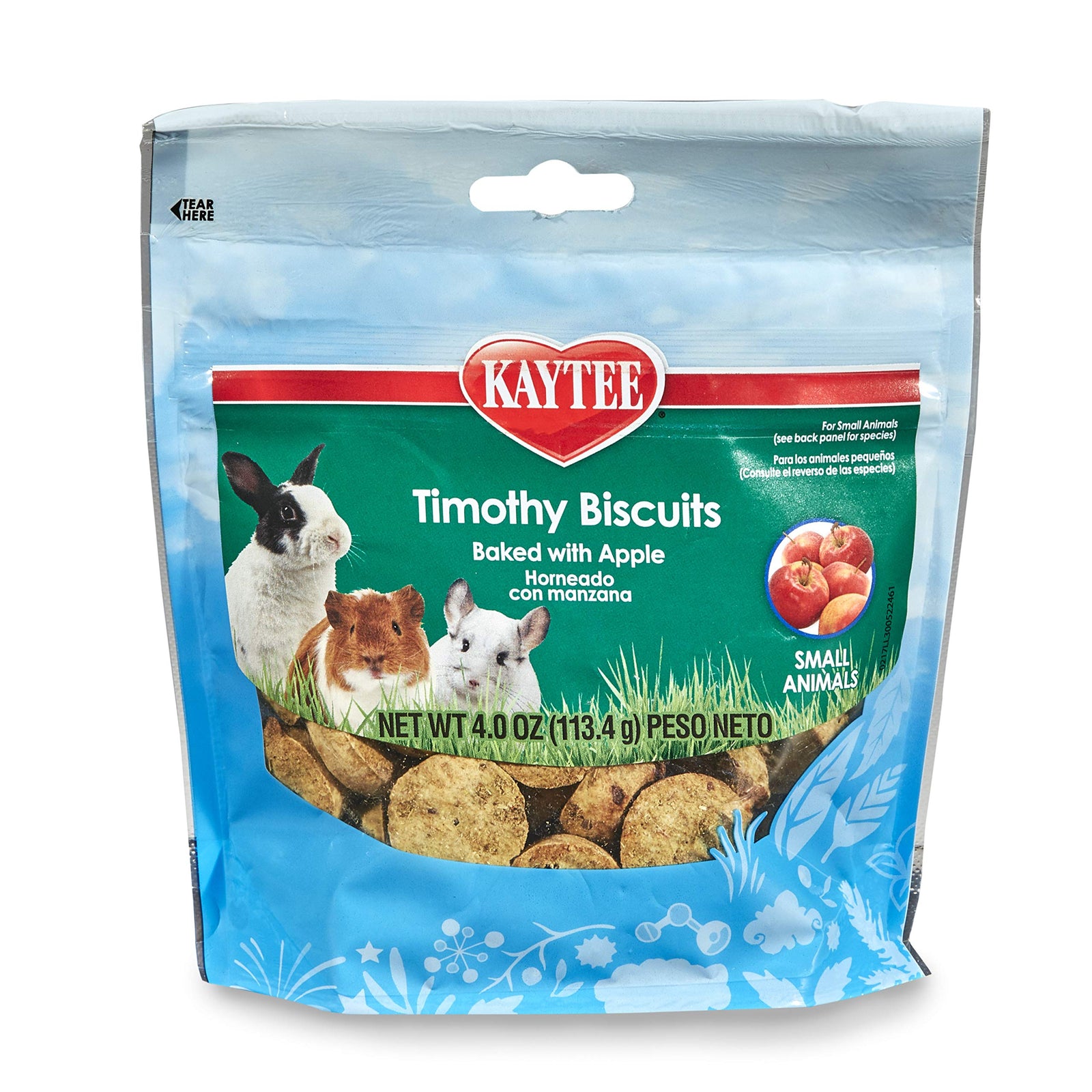 Kaytee Timothy Biscuits, Apple, for Guinea Pigs & Rabbits | Baked Treat | 4 oz | Pack of 2 | Small Animals