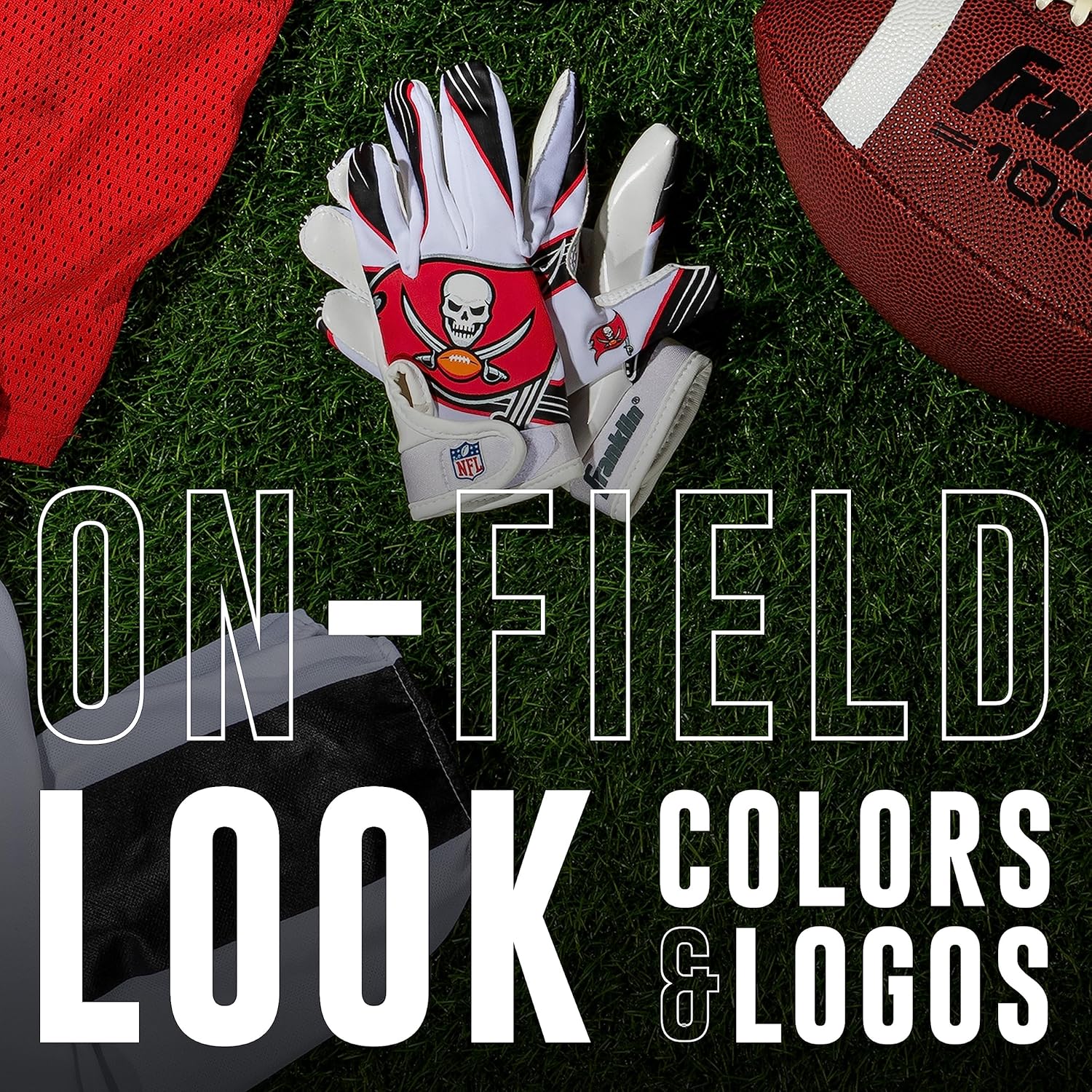 Franklin Sports Youth NFL Football Receiver Gloves - Kids Football Gloves Pair - NFL Team Logos and Silicone Palm